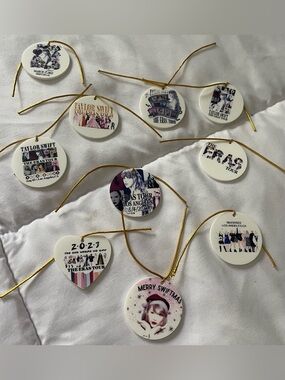 Taylor Swift Eras Tour Ornament Set (10pc) Swiftie Christmas Decor Tour Dates